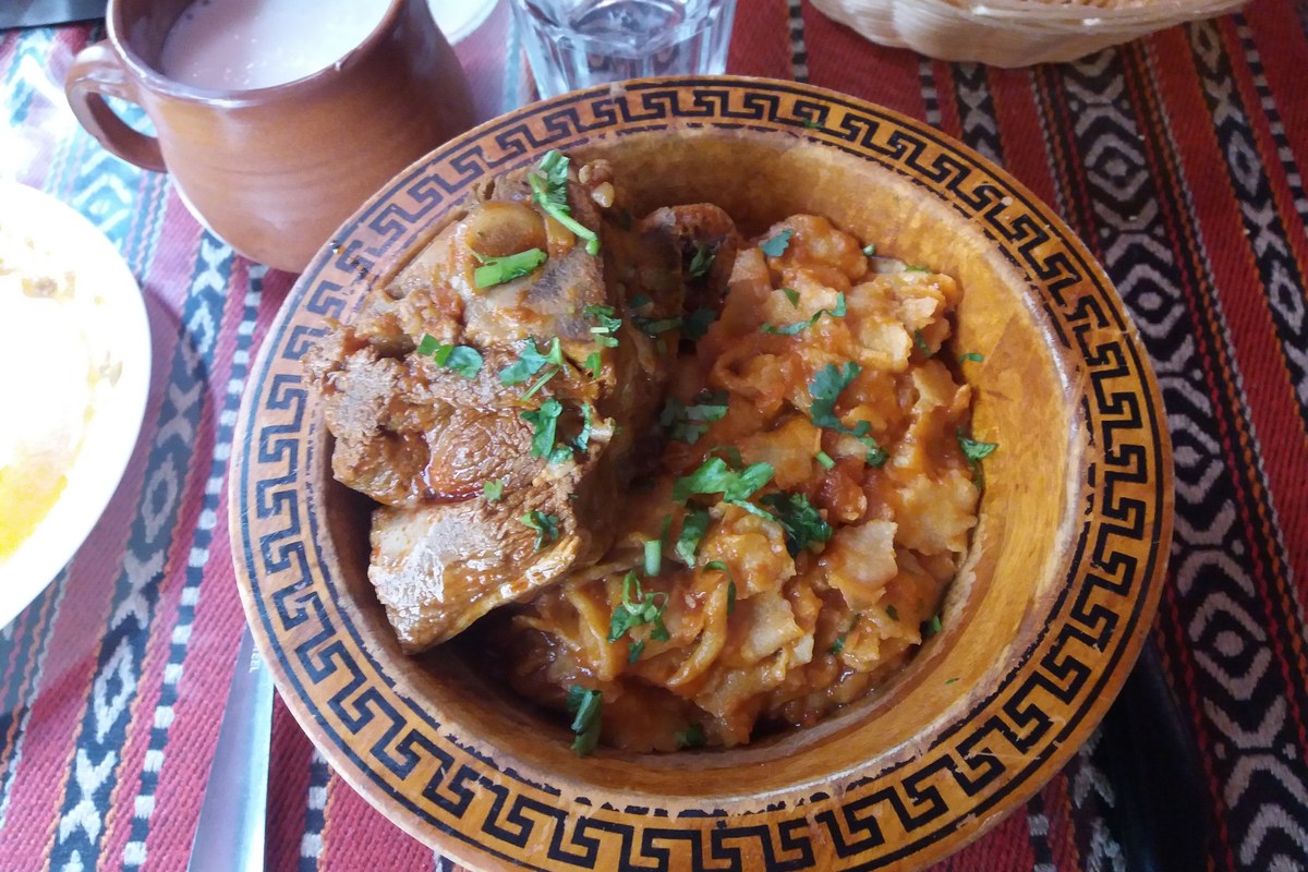 Algerian Chakhchoukha (shredded flatbread in stew)