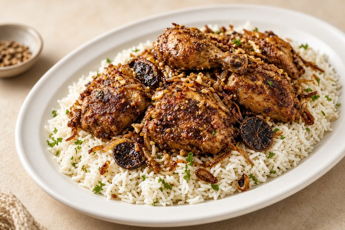 Dajaj Nashif (dry-cooked chicken)