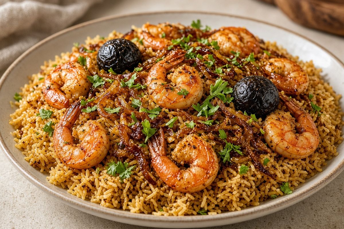 Shrimp Machboos (spiced rice with shrimp)